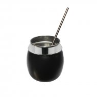 CAIXA com 6 Copos para Drink 650ml com Canudo em Inox – Preto Liso GAS-0072
