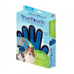 CAIXA com 12 Luvas Escova Mágica Tira Pelos Pet Cães e Gatos Azul Direita GAS-1055