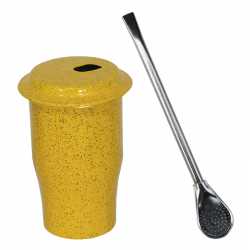 Kit Copo Terere Simples 335ml e Bomba Polida: Amarelo Pigmentado GAS-1159