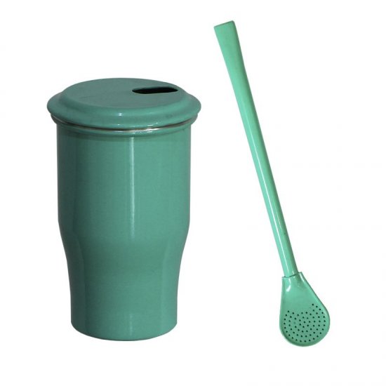Kit Copo Terere SIMPLES 350ml Bomba Metal Color – Verde Aniz GAS-1267