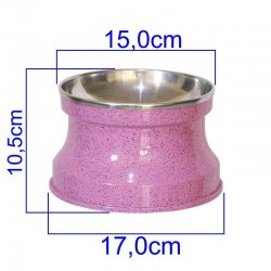 CAIXA com 6 Comedouros Alto em Alumínio para Gatos Médio 400ml Rosa Pigmentado GAS-1742