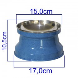 CAIXA com 6 Comedouros Alto em Alumínio para Gatos Médio 400ml Azul Pigmentado GAS-1745